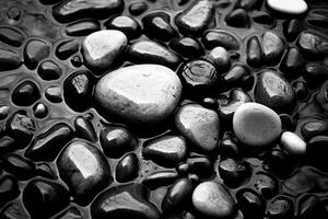 noir et blanc cristal des pierres comme océan dans l'eau. ai génératif photo