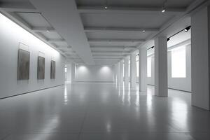 blanc Galerie pièce intérieur. neural réseau ai généré photo