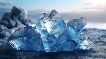 la glace frites avec un iceberg Contexte. ai génératif photo