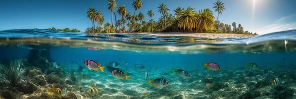 photographier de magnifique attrayant plage scène avec bleu ciel. ai génératif photo