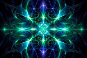 lazer lumière fractales, Royal bleu et vert. ai génératif photo