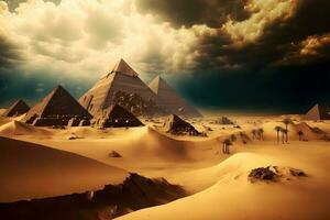 génial pyramides de gizeh, Egypte dans ensoleillé jour. neural réseau généré art photo