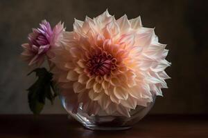 délicat rose avec violet têtes grand fleur. neural réseau ai généré photo