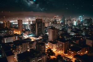 moderne ville à nuit. neural réseau ai généré photo