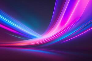 abstrait futuriste Contexte avec rose bleu embrasé néon en mouvement haute la vitesse vague lignes et bokeh lumières Les données transfert concept, ai généré photo