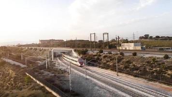 concept de transport avec vue aérienne du train photo