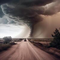 approchant tornade. ai généré photo