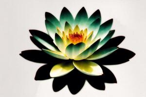 une fleur dans le l'eau avec feuilles. lotus. aquarelle La peinture de une coloré l'eau lis. génératif ai photo