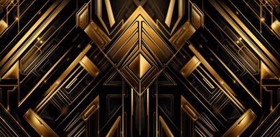 noir déco Contexte avec une d'or La Flèche sur il, ordonné symétrie, audacieux grandes lignes, plat couleurs, décoratif les frontières génératif ai photo