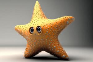3d mignonne étoile de mer dessin animé. ai généré photo