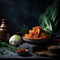 le plus célèbre coréen traditionnel nourriture kimchi.ai généré photo