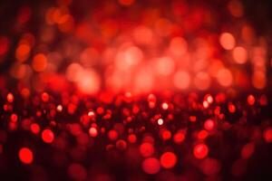 abstrait Noël Contexte avec bokeh défocalisé lumières et rouge couleur.ai généré photo