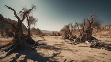 mort des arbres dans le namib désert, namibie, afrique.ai génératif photo