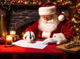 Père Noël claus avec des lettres. illustration ai génératif photo