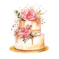 aquarelle anniversaire gâteau. illustration ai génératif photo