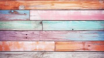 coloré pastel en bois planches arrière-plan, en bois texture, génératif ai La technologie photo