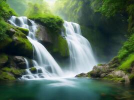 la nature avec majestueux cascade, embrassement éco-thème concept - ai généré photo