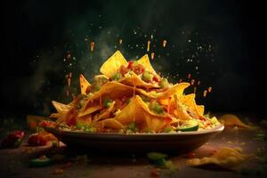 mexicain Nachos. illustration ai génératif photo