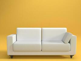 3d rendre moderne confortable meubles blanc Couleur sur Jaune Contexte. photo