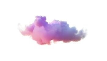 3d rendre, embrasé coloré doux nuage isolé sur blanc Contexte. duveteux cumulus atmosphère phénomène. réaliste ciel agrafe art élément, ai génératif photo