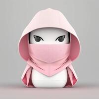 3d illustration de mignonne anonyme homme avec masque. concept de pirate, ninja assassin, voleur, sorcier ou argent cambriolage. la cyber-sécurité, la cybercriminalité, cyber-attaque. ai généré photo