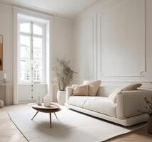 grand luxe moderne brillant intérieurs vivant chambre. génératif ai. photo