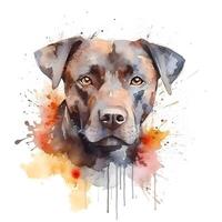 génératif ai contenu, portrait de une chien sur une blanc Contexte. aquarelle stylisation, Labrador. blanc Contexte. photo