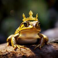 génératif ai contenu, grenouille Princesse dans une couronne isolé sur une blanc Contexte. génératif ai contenu, photo