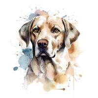 génératif ai contenu, portrait de une chien sur une blanc Contexte. aquarelle stylisation, Labrador. blanc Contexte. photo