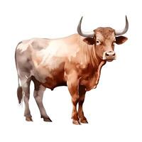 génératif ai contenu, vache aquarelle illustration. marron Suisse race. ferme animal photo