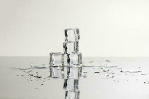 la glace cube du froid Geler acrylique cristal sur blanc Contexte photo