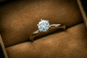 engagement diamant bague proche en haut photo