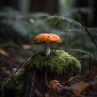 fantaisie champignon dans misère forêt ai généré photo