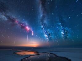 comètes courses à travers le céleste étendue photo