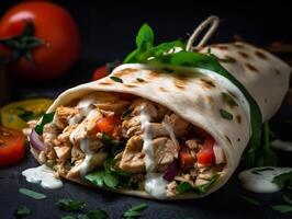 le captivant complexité de une poulet shawarma emballage photo