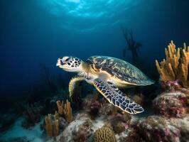 le en danger élégance de le tortue imbriquée mer tortue photo
