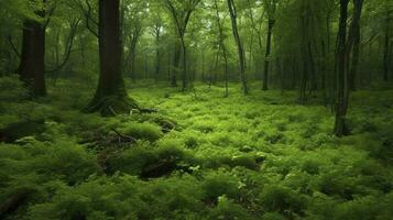 Terre journée et monde environnement jour, printemps, magnifique Naturel verdoyant vert forêt dans été, produire ai photo