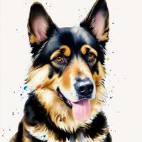 une magnifique allemand berger chien. aquarelle peinture. noble gardiens. génératif ai photo