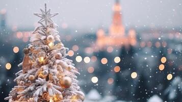 décoré Noël arbre. illustration ai génératif photo