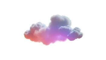 3d rendre, embrasé coloré doux nuage isolé sur blanc Contexte. duveteux cumulus atmosphère phénomène. réaliste ciel agrafe art élément, produire ai photo