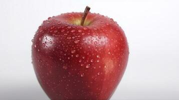 rouge Pomme isolé sur blanc Contexte. Frais brut biologique fruit, produire ai photo