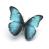 magnifique ailes de une bleu papillon isolé sur une blanc arrière-plan, produire ai photo