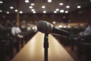 microphone dans conférence séminaire pièce , génératif ai photo