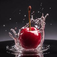 Frais Cerise et éclaboussure laissez tomber l'eau ai généré photo