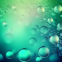 Frais vert bleu l'eau bulles abstrait Contexte ai généré photo