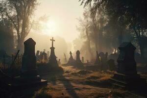 Matin à le cimetière, produire ai photo