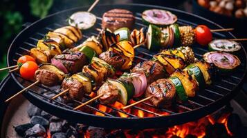 un barbecue été faire la fête. illustration ai génératif photo