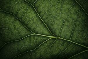 extrême proche en haut texture de vert feuille veines, plein Cadre coup de vert feuille, produire ai photo