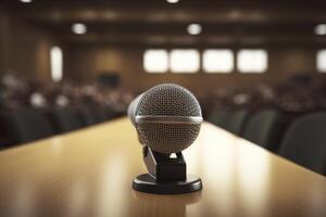 microphone dans conférence séminaire pièce , génératif ai photo