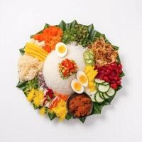 Tumpeng riz, indonésien traditionnel nourriture pour fête moment. ai généré photo